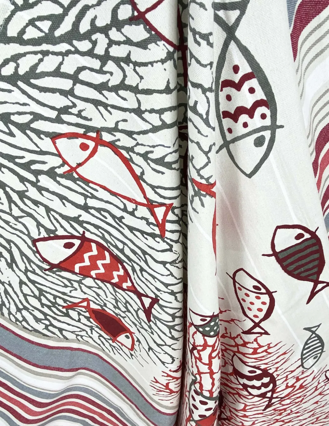 TELO MARE fouta PESCI rossi MISURA Grande CM.100X200 con zaino Spiaggia KEEP CALM