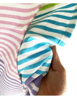 TELO MARE fouta RIGHE COLORATE misura GRANDE con zaino Spiaggia KEEP CALM CM.100X200