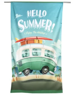 TELO MARE in spugna HELLO SUMMER BUS Misura grande cm. 90 X 170
