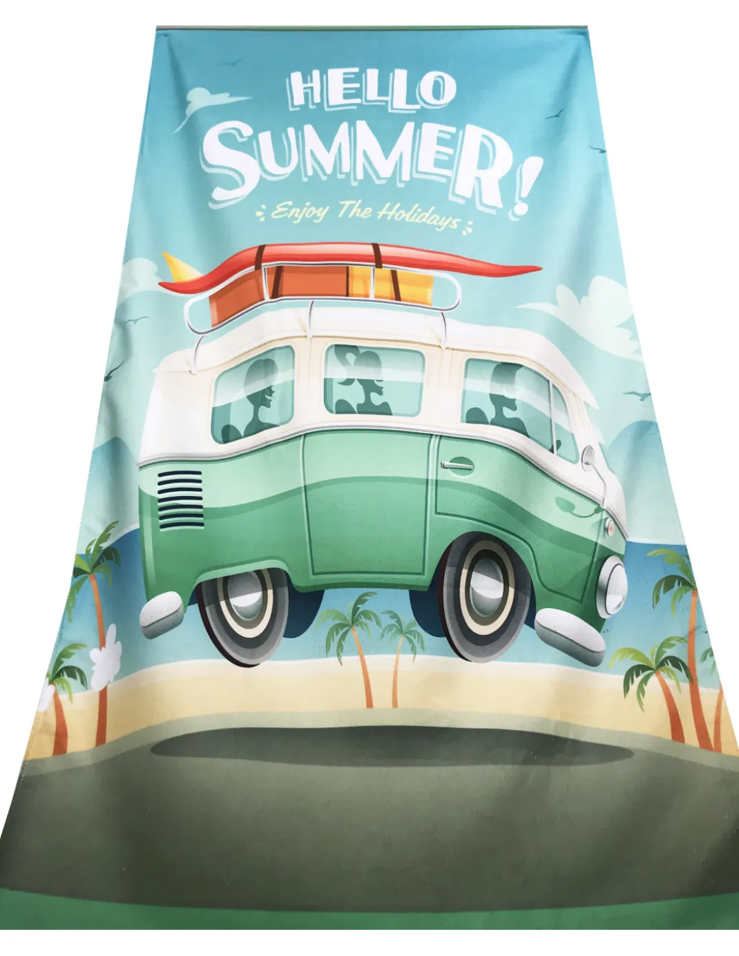 TELO MARE in spugna HELLO SUMMER BUS Misura grande cm. 90 X 170