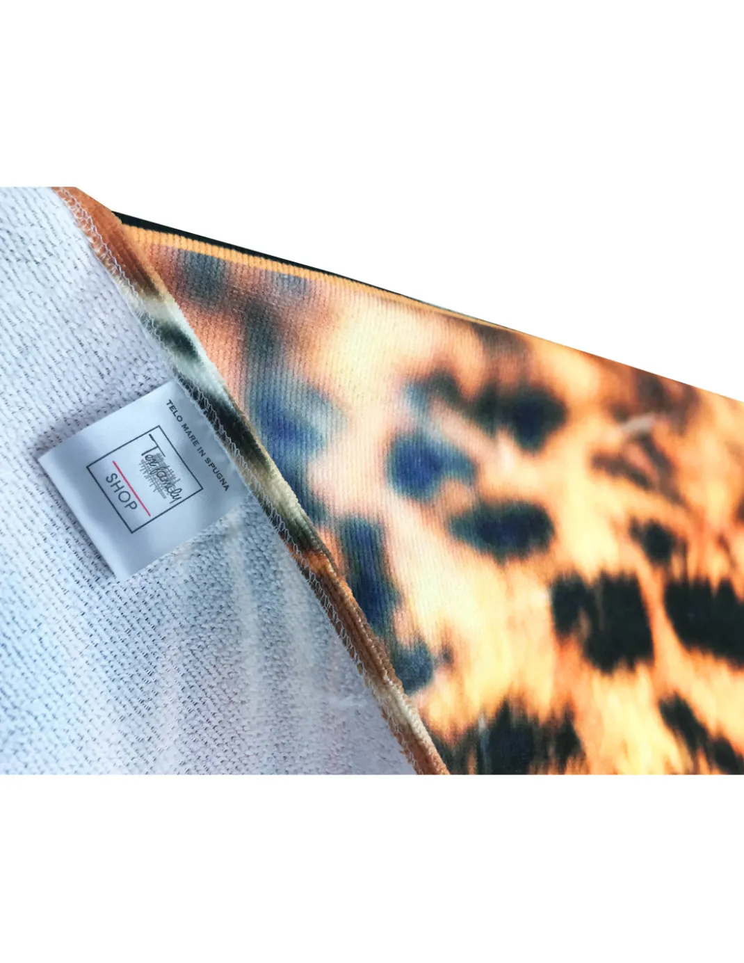 TELO MARE in spugna LEOPARDO misura grande cm. 90 X 170