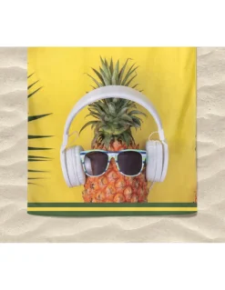 TELO MARE in spugna MUSIC on THE BEACH misura grande cm. 90 X 170