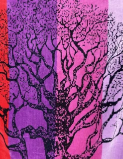 TELO MARE in spugna puro cotone ALBERO DELLA VITA ROSSO e VIOLA misura grande cm. 90 X 170 e zaino spiaggia
