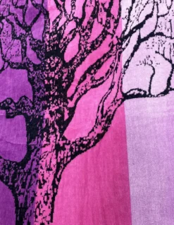 TELO MARE in spugna puro cotone ALBERO DELLA VITA ROSSO e VIOLA misura grande cm. 90 X 170 e zaino spiaggia