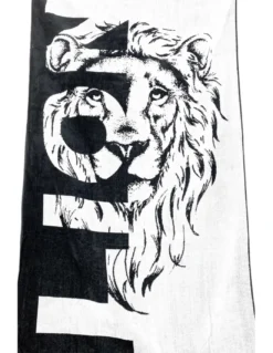 TELO MARE in spugna puro cotone LION misura grande cm. 90 X 170 e zaino spiaggia