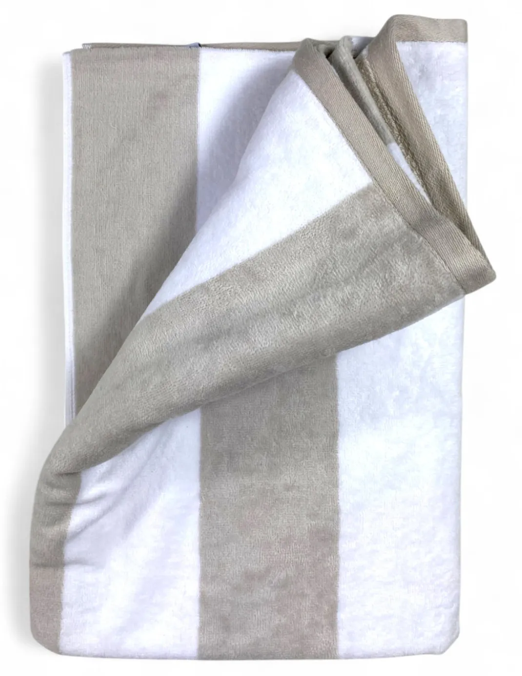 Telo Mare Jacquard “Forte dei Marmi” Righe Beige Tortora 90×165 cm – Asciugamano Spiaggia in Spugna Cotone, Elegante