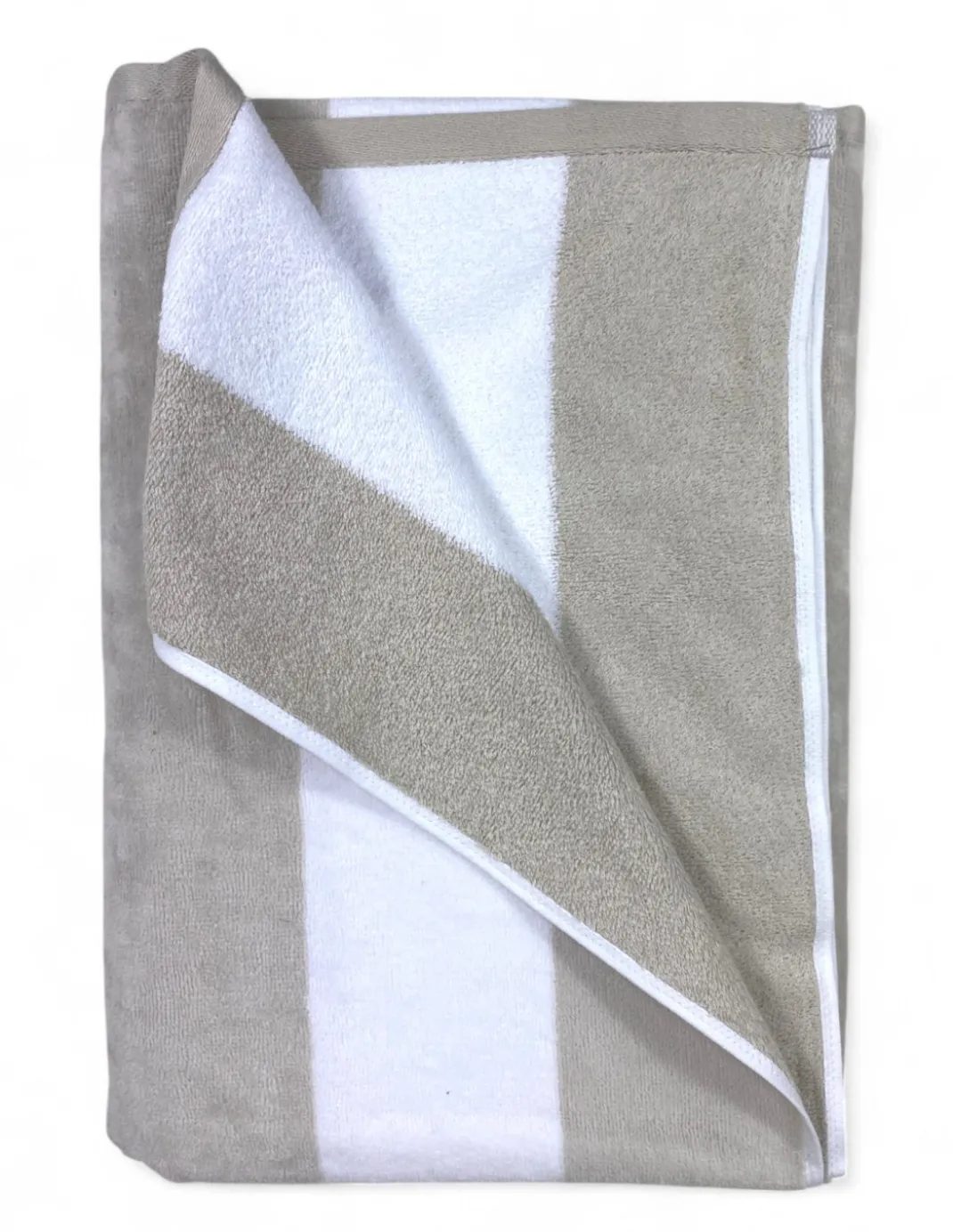 Telo Mare Jacquard “Forte dei Marmi” Righe Beige Tortora 90×165 cm – Asciugamano Spiaggia in Spugna Cotone, Elegante