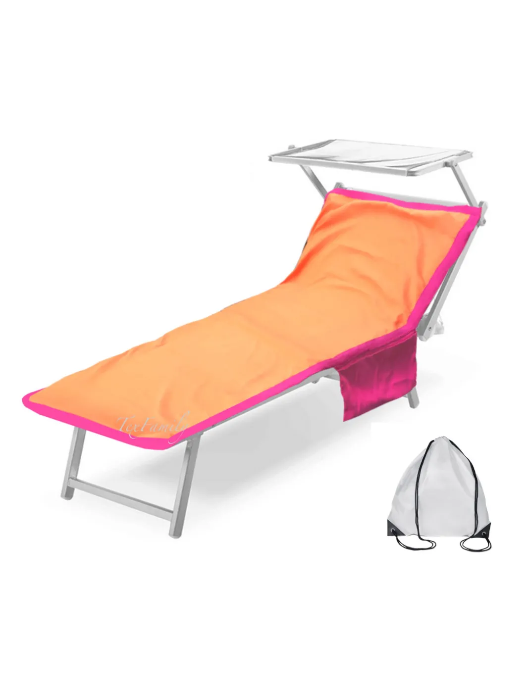 TELO MARE LETTINO TEDDY IN MICROFIBRA CON TASCHE MISURA CM. 80 X 190 ARANCIO CON ZAINO