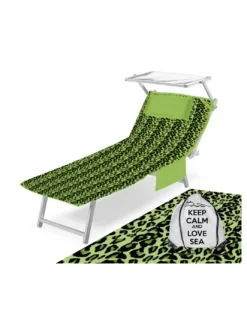 TELO Mare LETTINO TEDDY LEOPARDO VERDE in microfibra CON TASCHE MISURA cm. 80 X 190