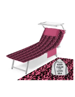 TELO Mare LETTINO TEDDY LEOPARDO ROSA in microfibra CON TASCHE MISURA cm. 80 X 190