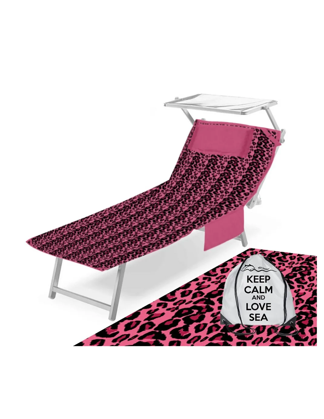 TELO Mare LETTINO TEDDY LEOPARDO ROSA in microfibra CON TASCHE MISURA cm. 80 X 190