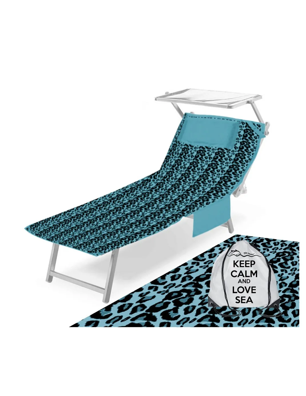 TELO Mare LETTINO TEDDY LEOPARDO BLU in microfibra CON TASCHE MISURA cm. 80 X 190