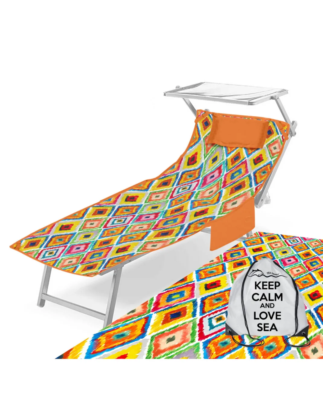 TELO Mare LETTINO TEDDY ROMBI COLORATI In microfibra CON TASCHE MISURA cm. 80 X 190