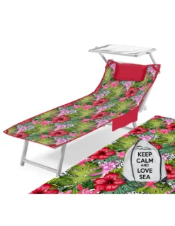 TELO Mare LETTINO TEDDY TROPICALE In microfibra CON TASCHE MISURA cm. 80 X 190