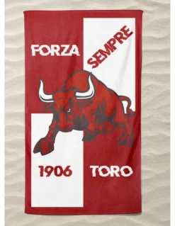 TELO MARE SPORT FORZA TORO misura grande cm. 90 X 170 e cartolina TORINO È STATA e resterà GRANATA