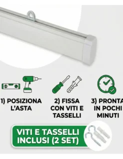 Tenda a Fili con Foglie Verdi per Porta e Finestra - Asta PVC e Fili Poliestere Decorativi