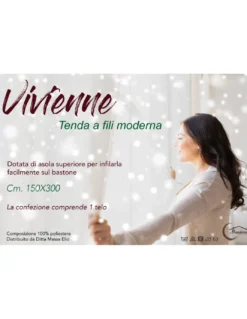 TENDA a FILI Vivienne per porta CM. 150X300 tinta unita BORDEAUX