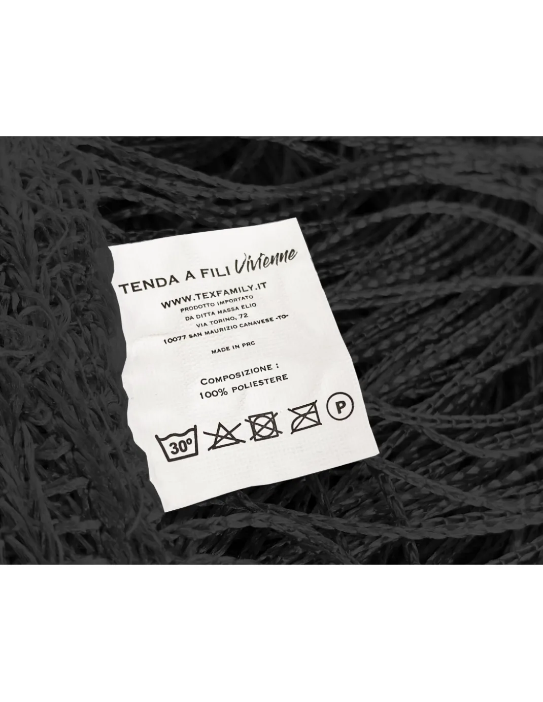 TENDA a FILI Vivienne per porta CM. 150X300 tinta unita NERO