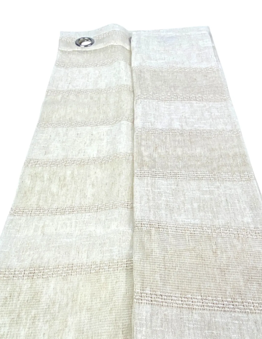Tenda Calcutta a righe - Pannello moderno 140x280 cm effetto lino - Colore Panna e Avorio con Anelli in Acciaio
