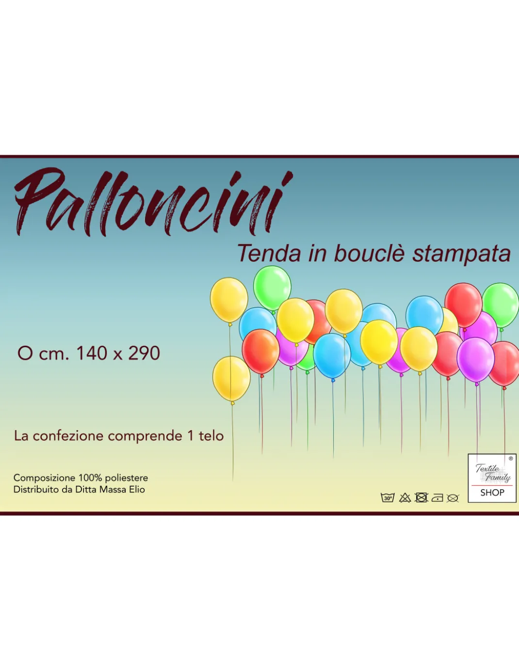 TENDA Cameretta Moderna PALLONCINI cm. 140X290 confezionata