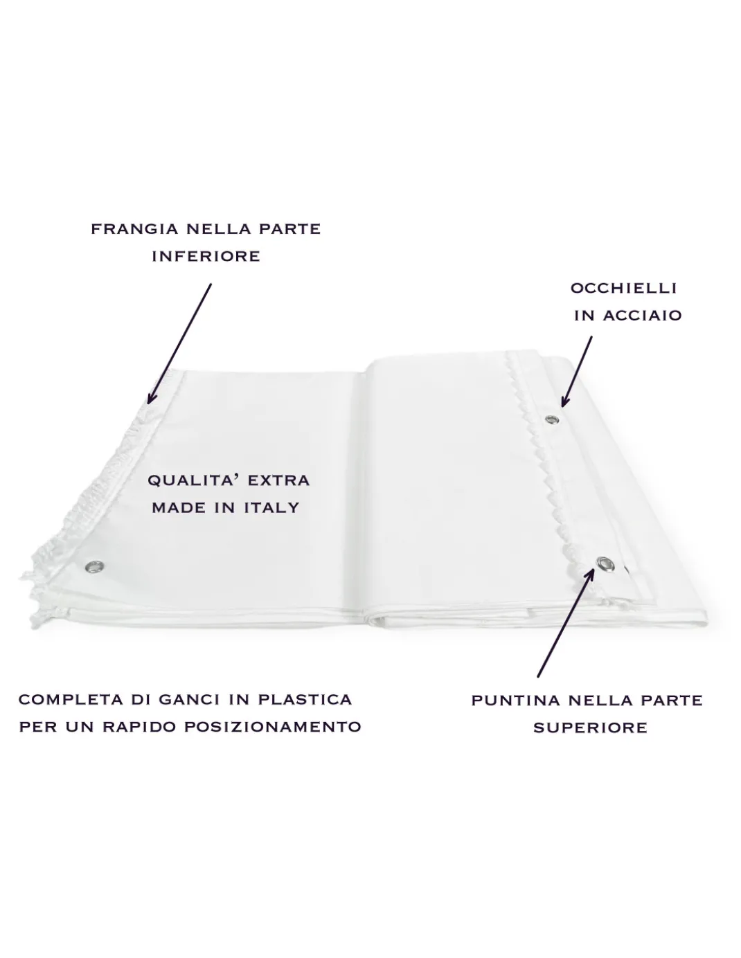 Tenda da Sole Ombralux Bianco Unito - Acrilico Dralon® tinta Unita - Occhielli Acciaio, Made in Italy