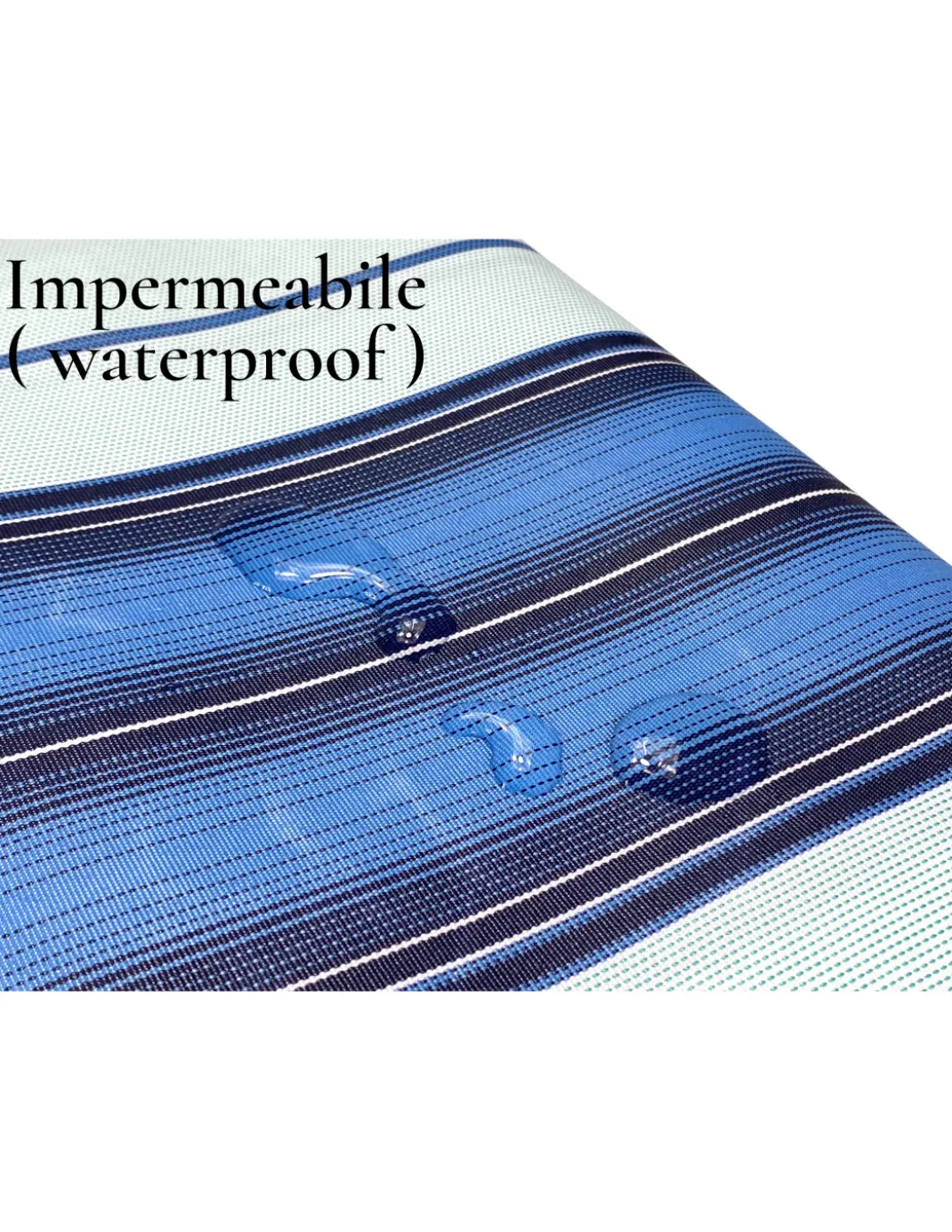Tenda da Sole Vertigo Tex Family Righino Blu 100% Poliestere Impermeabile Idrorepellente Tinto Filo Occhielli Acciaio Frangia