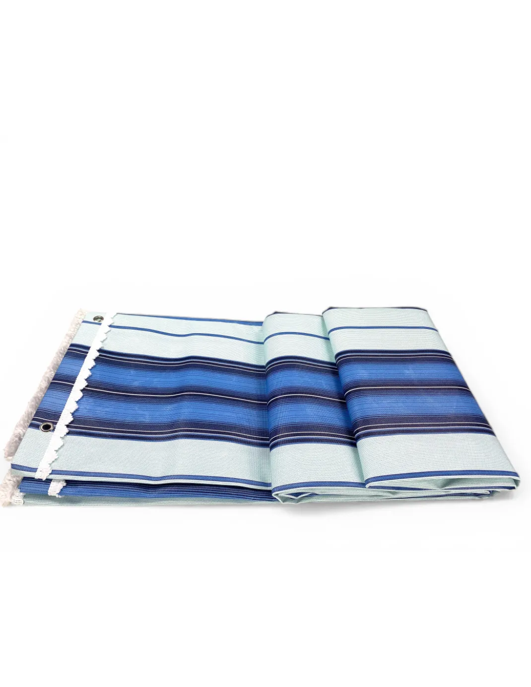 Tenda da Sole Vertigo Tex Family Righino Blu 100% Poliestere Impermeabile Idrorepellente Tinto Filo Occhielli Acciaio Frangia