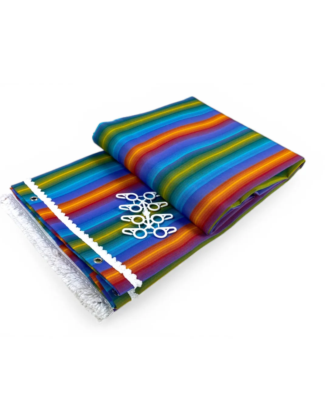 Tenda da Sole Vertigo Tex Family Multicolore 100% Poliestere Impermeabile Idrorepellente Tinto Filo Occhielli Acciaio Frangia