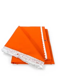 Tenda da Sole Vertigo Tex Family Arancio Unito 100% Poliestere Impermeabile Idrorepellente Tinto Filo Occhielli Acciaio Frangia