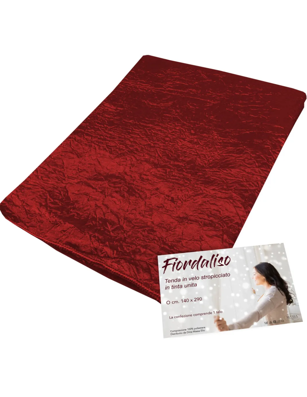 TENDA FIORDALISO in tinta unita BORDEAUX CM. 140X290 confezionata