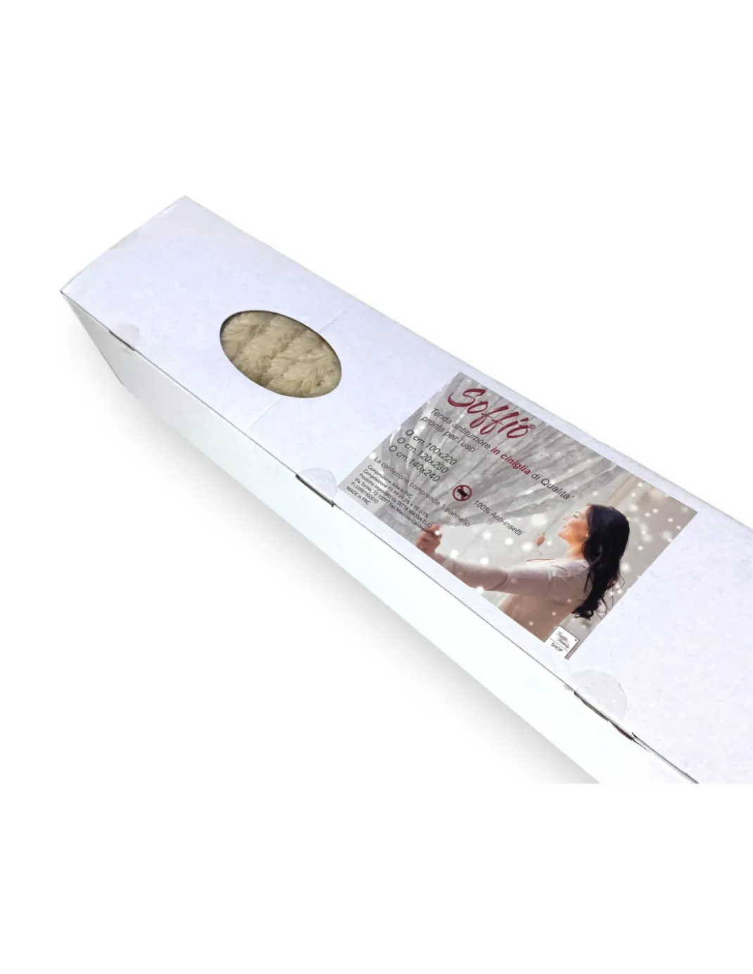 Tenda in Ciniglia Beige Soffio - Protezione Insetti, Semitrasparente, Facile Montaggio - 100% Polipropilene Riciclabile