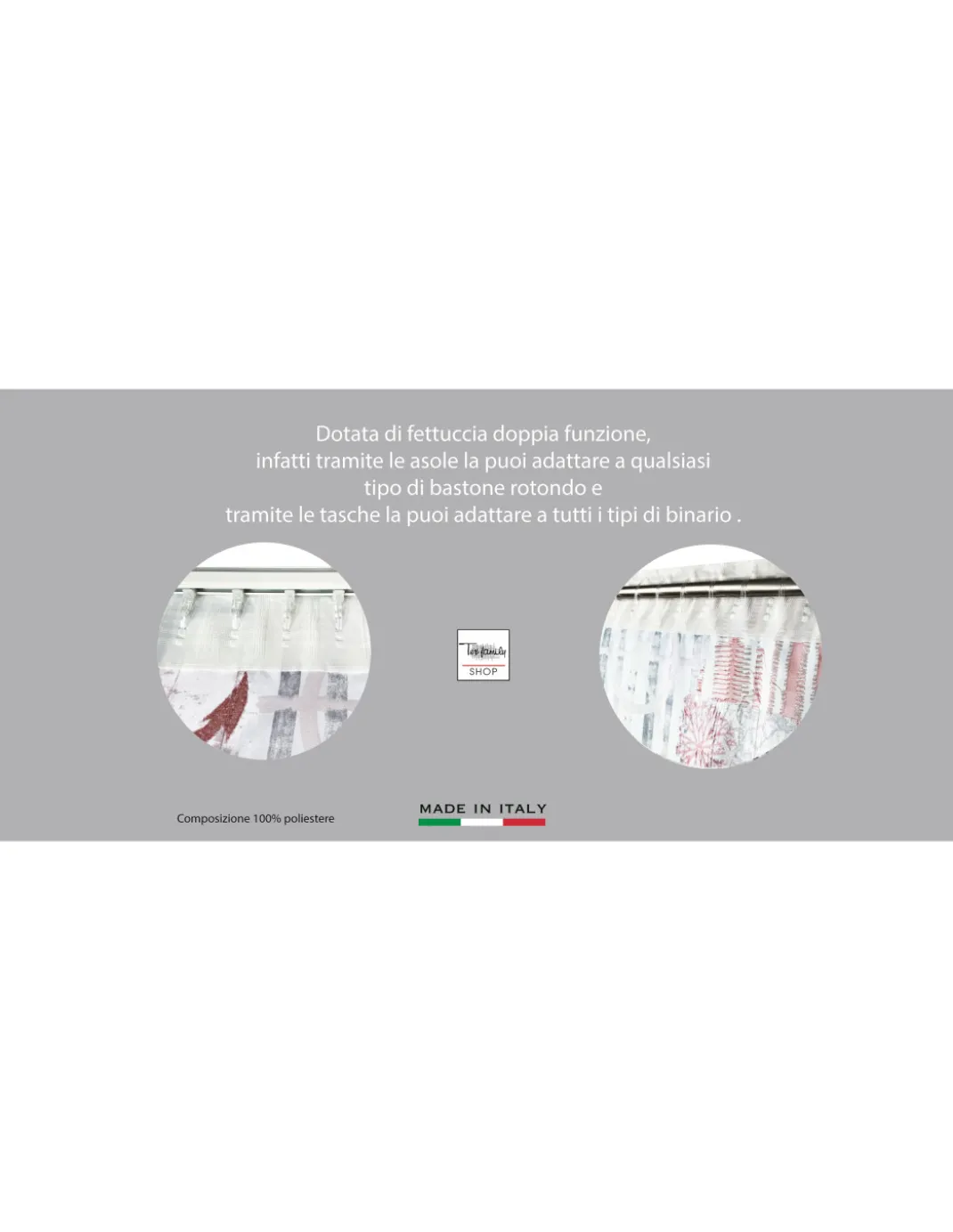 TENDA INGRID in stile marino CORALLO ROSSO cm. 175x290 MADE IN ITALY
