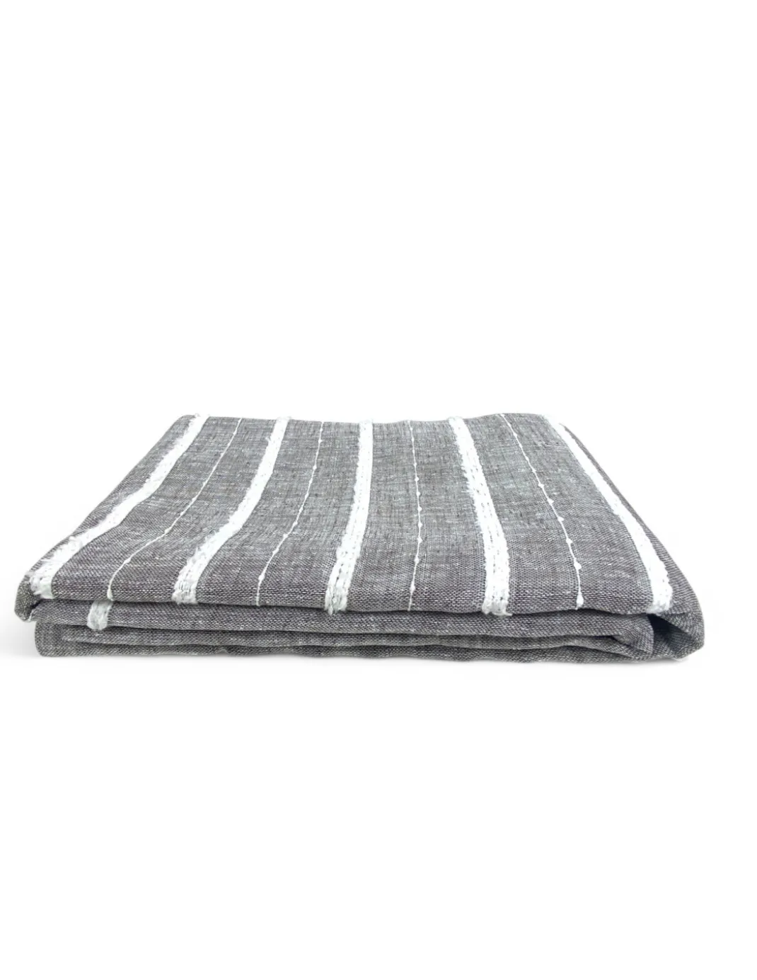 Tenda Lara Grigia a Righe - Stile Moderno - Poliestere Semitrasparente - Con Anelli in Acciaio - 140x300 cm