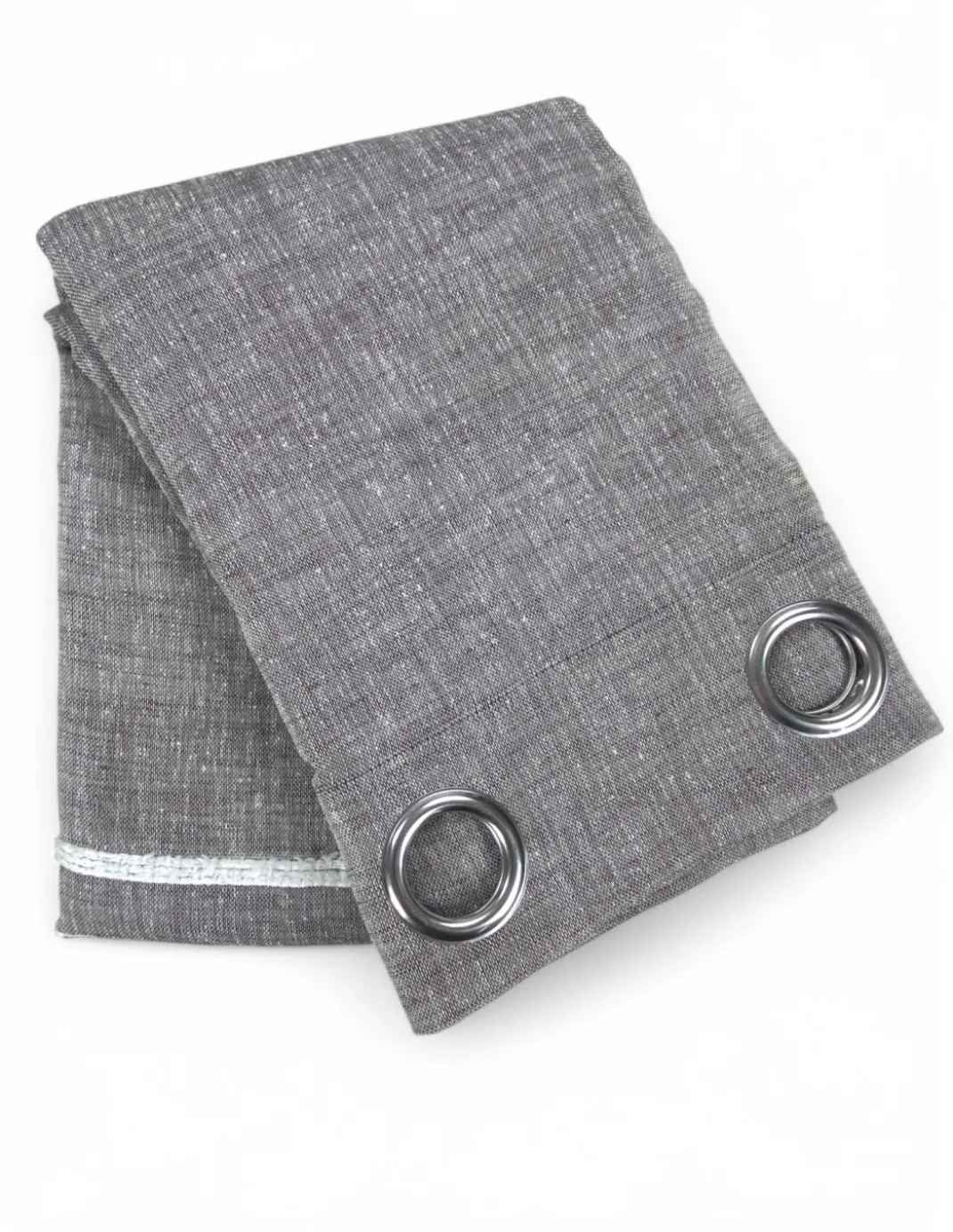 Tenda Lara Grigia a Righe - Stile Moderno - Poliestere Semitrasparente - Con Anelli in Acciaio - 140x300 cm