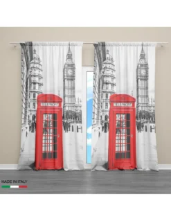 TENDA LONDRA inglese TELEPHONE cm.160X300 confezionata MADE in ITALY misto lino
