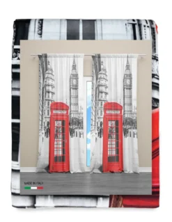 TENDA LONDRA inglese TELEPHONE cm.160X300 confezionata MADE in ITALY misto lino
