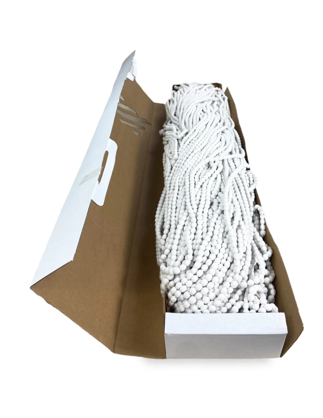 TENDA Mariel © SOFFICE a PERLINE in Stoffa Morbida Anti insetti antirumore a Fili BIANCO GHIACCIO