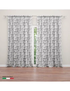 TENDA moderna SCRITTE cm.160X300 confezionata MADE in ITALY misto lino