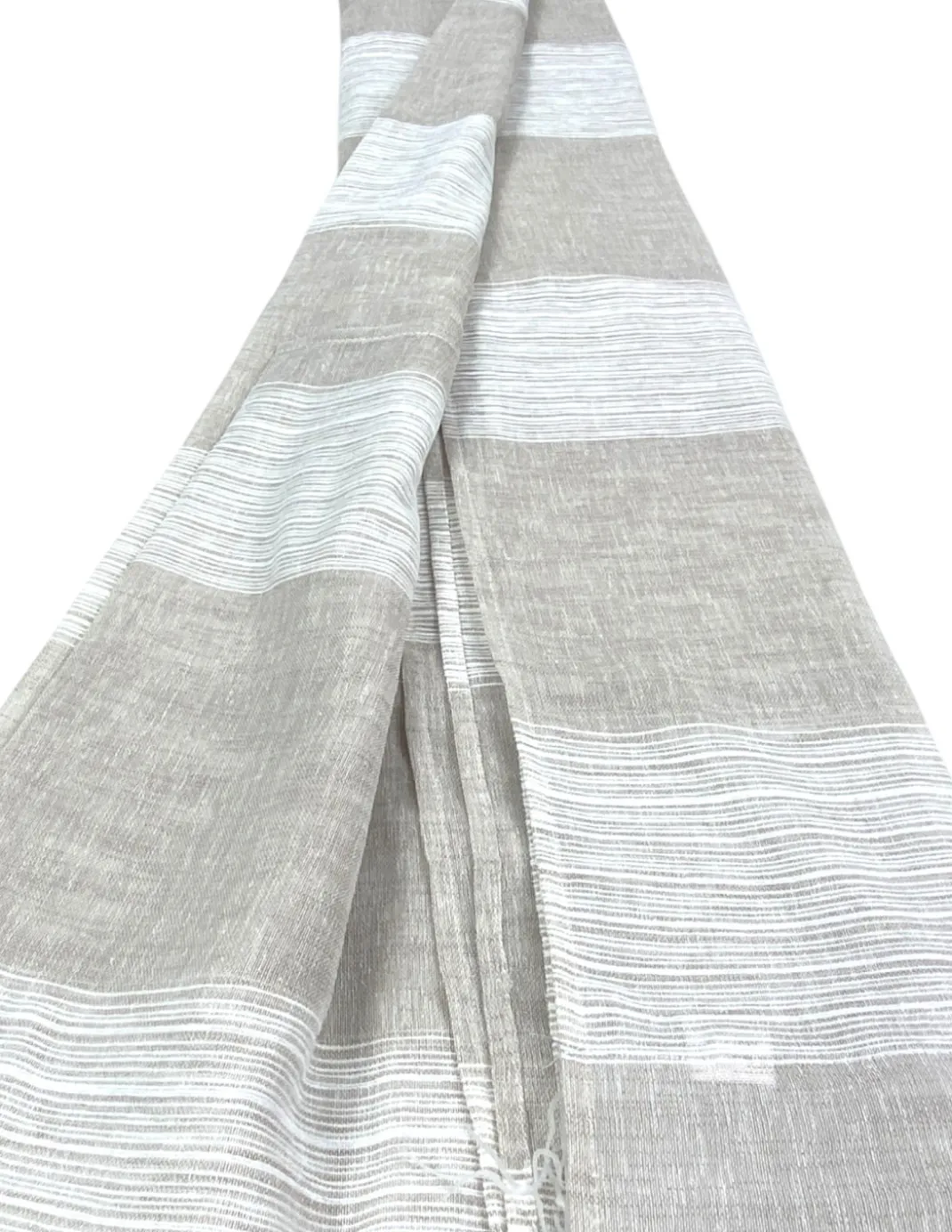 Tenda Monaco Beige - Pannello 140x300 cm Righe Moderne - Fettuccia Universale per Bastoni e Binari
