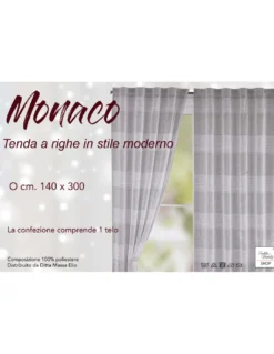 Tenda Monaco Rosa - Pannello 140x300 cm Righe Moderne - Fettuccia Universale per Bastone o Binario
