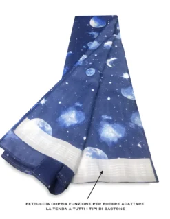 TENDA MOON LUNA LUNARE PIANETI BLU CM. 140X280 MADE IN ITALY