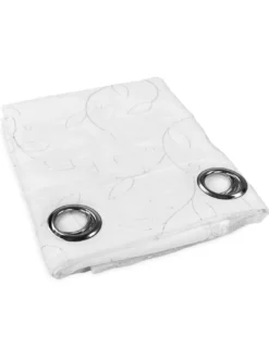 TENDA NOEMI ricamo MODERNO FOGLIA bianco cm. 140x290