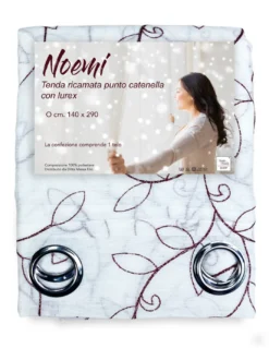 TENDA NOEMI ricamo MODERNO FOGLIA bordeaux cm. 140x290