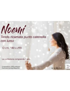 TENDA NOEMI ricamo MODERNO FOGLIA grigio cm. 140x290
