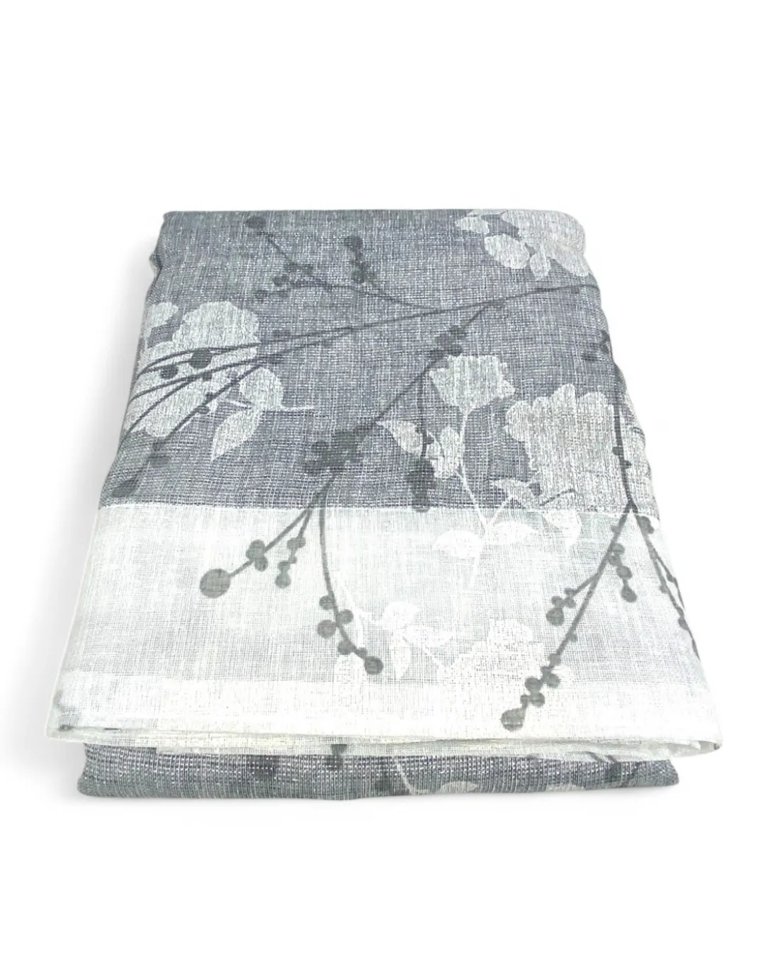 Tenda Olinka con Fiori e Lurex - 140x300 cm Grigio- Semitrasparente Poliestere - Fettuccia Universale
