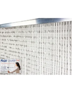 TENDA PABLO © a PERLINE anti insetti GRIGIO in PVC antirumore con asta in METALLO