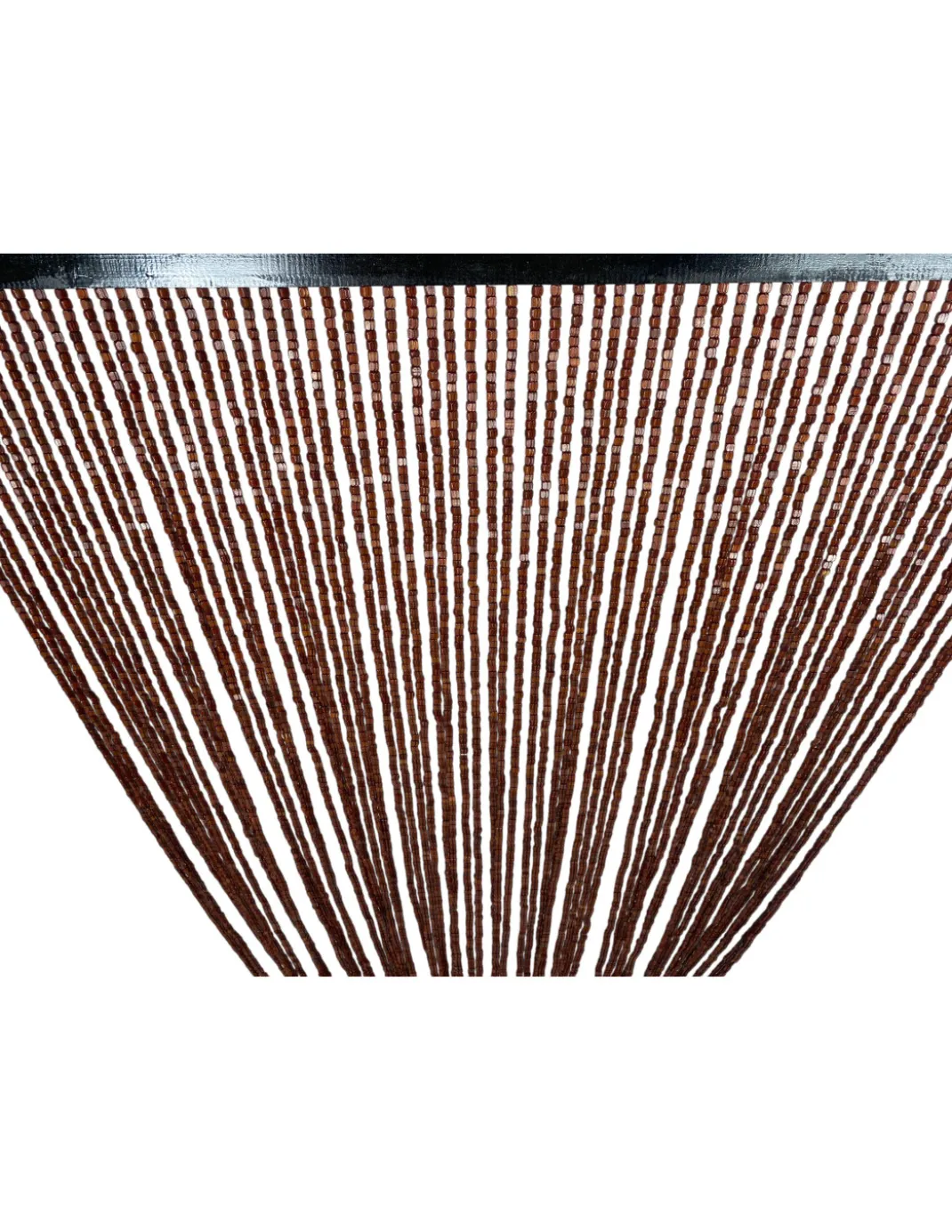 Tenda Perline Legno Marrone Handmade Natura - Fili Bamboo 100% Naturale - Asta Nera - Uso Interno - Decorazione Porta