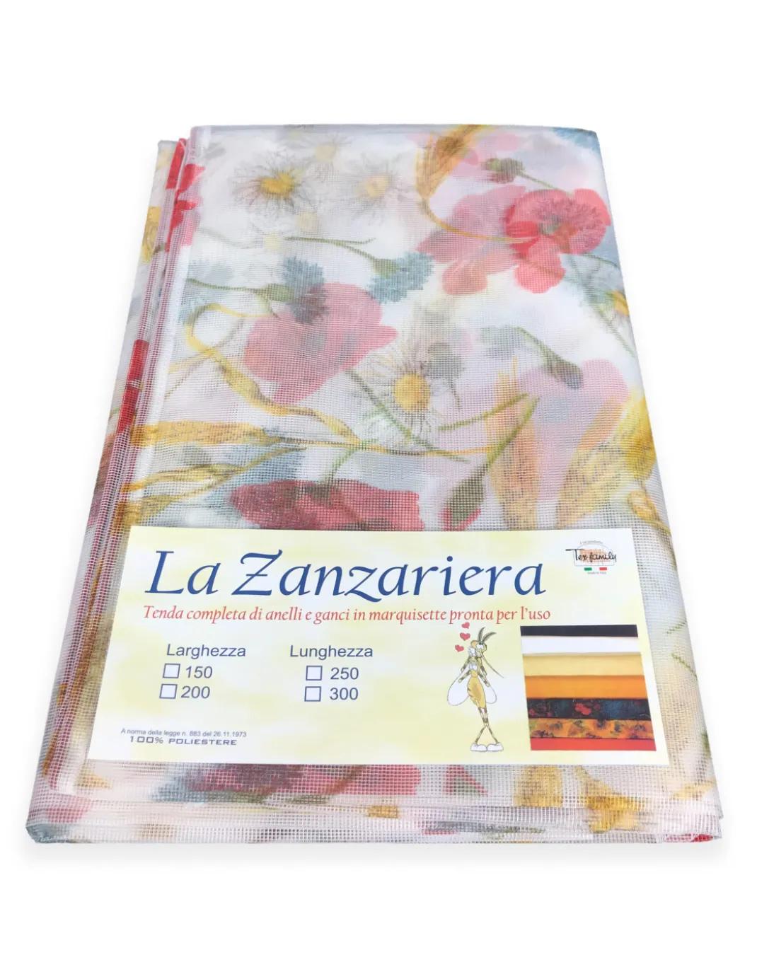TENDA rete ZANZARIERA MARQUISETTE da esterno piombata PAPAVERI in 4 misure diverse