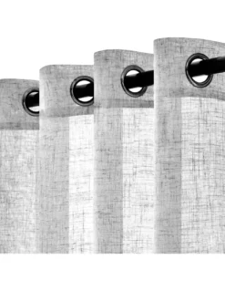 Tenda Simply Effetto Lino 140x300 cm Grigio - Tinta Unita Semitrasparente - Poliestere con Anelli - Stile Moderno