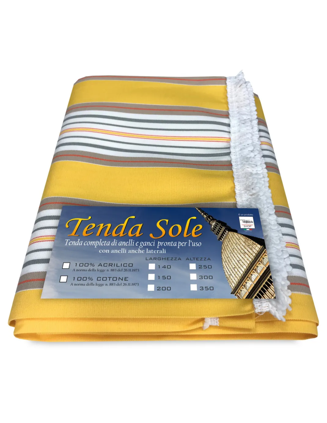 TENDA Sole da ESTERNO Giardino BALCONE Righino GIALLO Confezionata